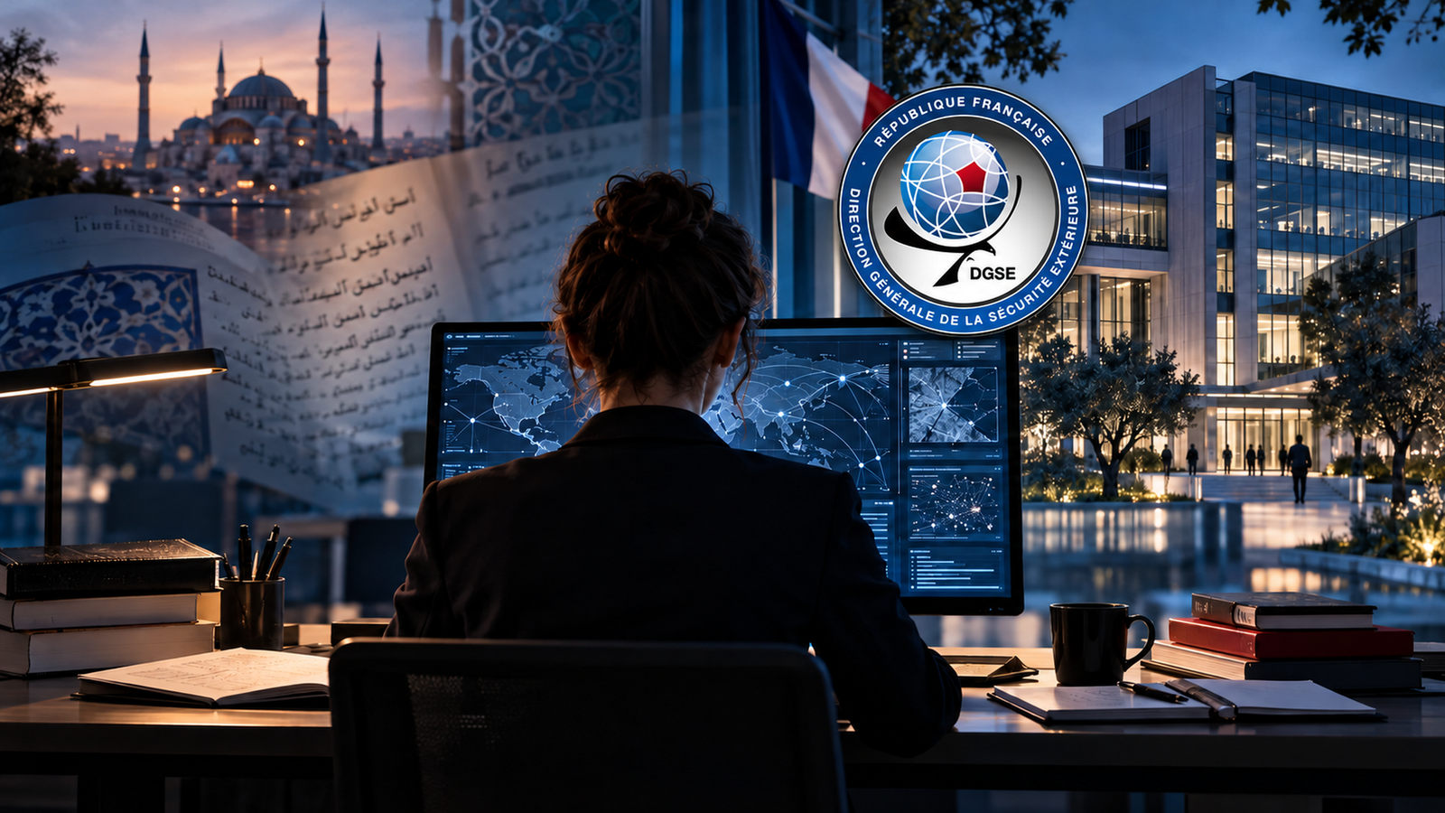 DGSE logosu ve anonim analistten oluşan Türkçe uzman alımını anlatan temsili editoryal görsel